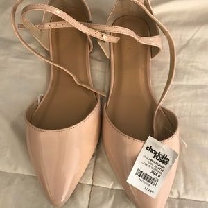 Nude pointed toe flats